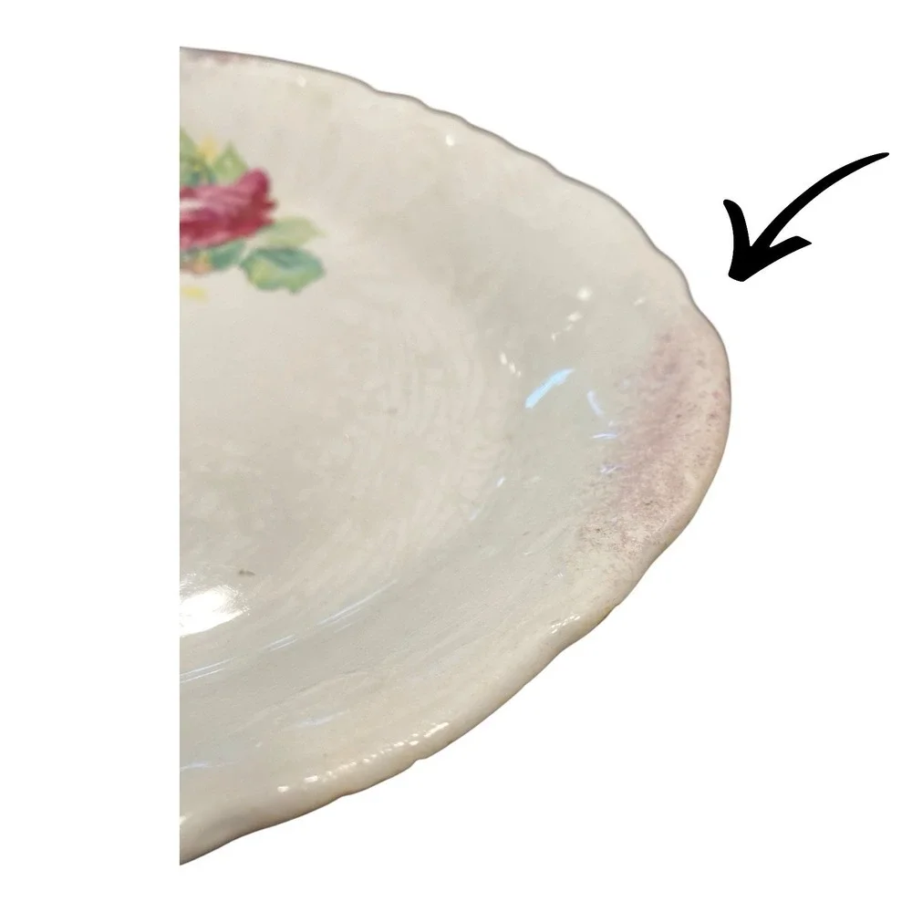 VTG Floral Porcelain Serving Platter‎ Tray Plate Naomi Roses Gold Trim 1910-1930